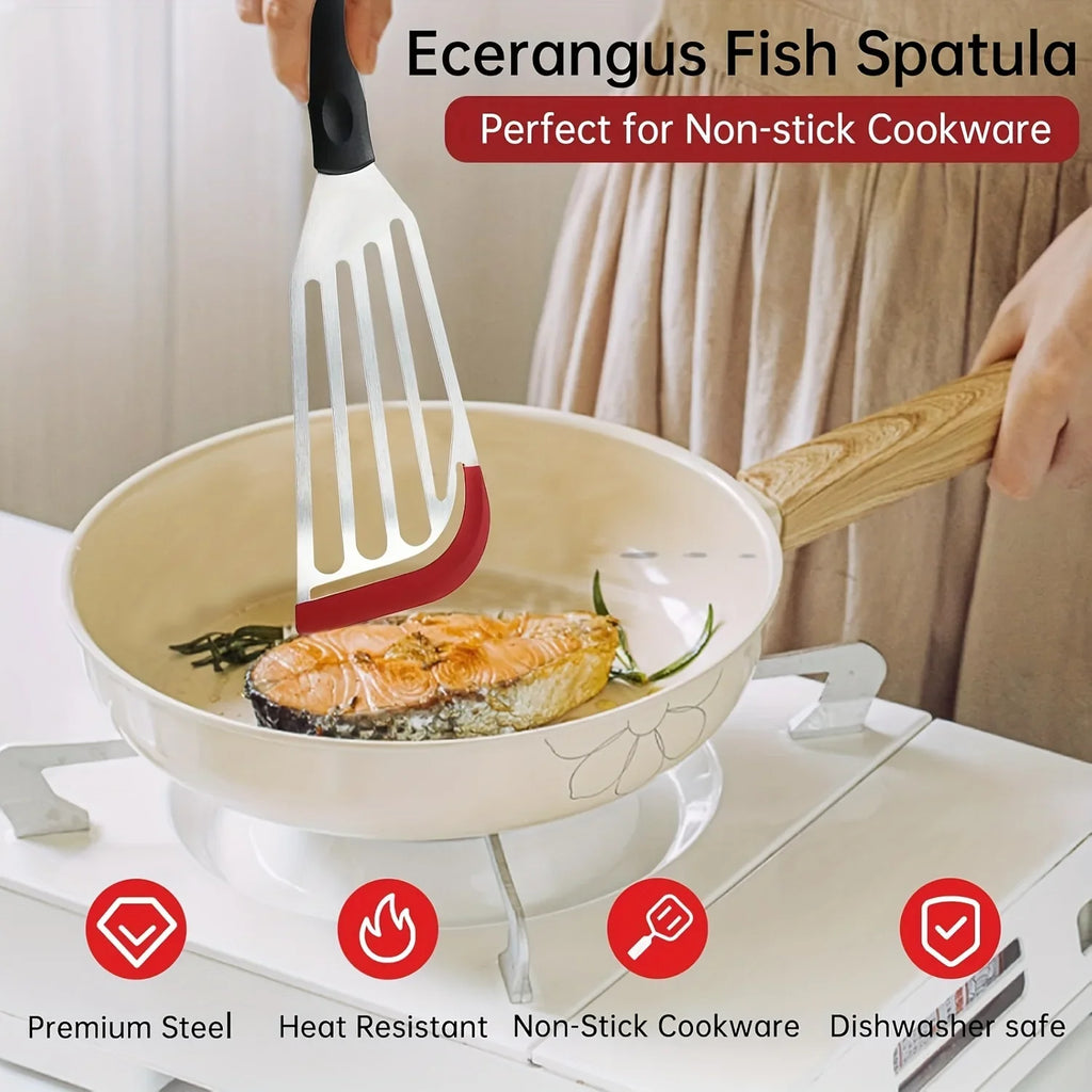 Stainless Steel & Silicone Cooking Spatula – Heat-Resistant Frying & Steak Flipper