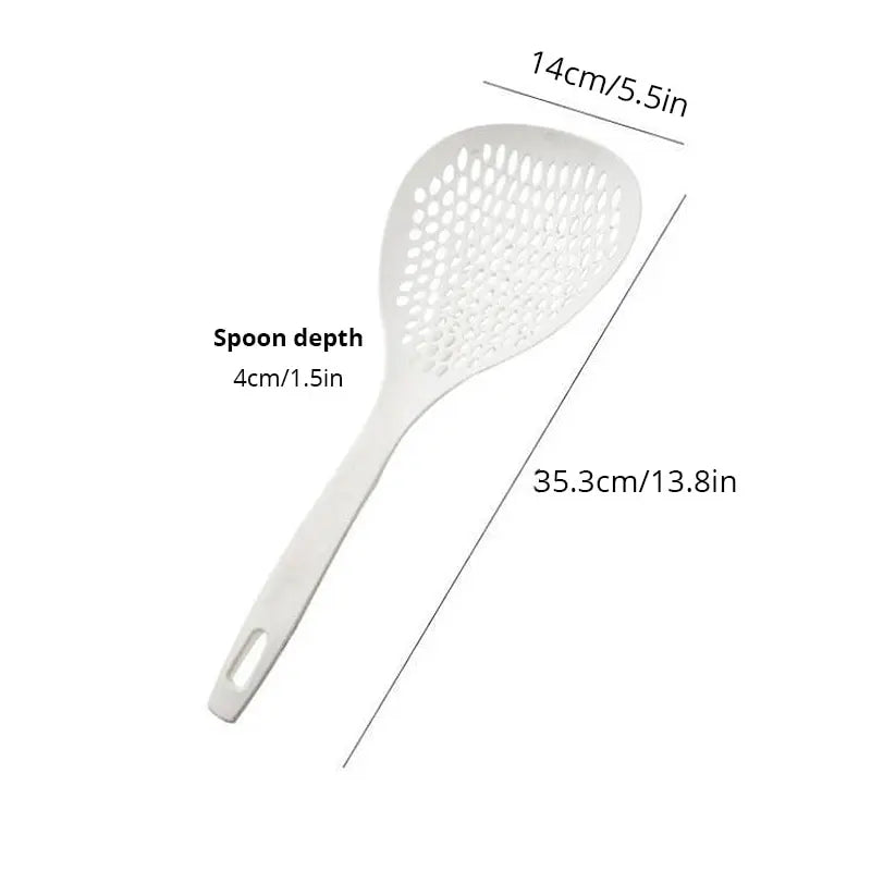 Large Capacity White Colander Spoon – Heat-Resistant Dumpling & Noodle Strainer