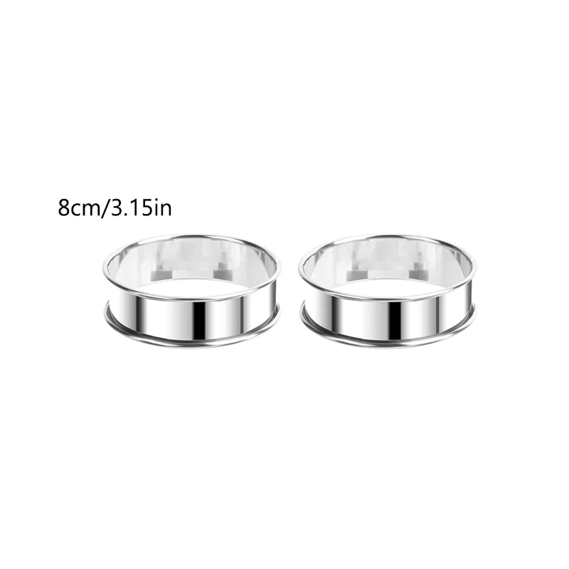 2PCS Stainless Steel Double Rolled Tart Rings – Baking Circle Molds for Fruit Pie, Cake & Cookies