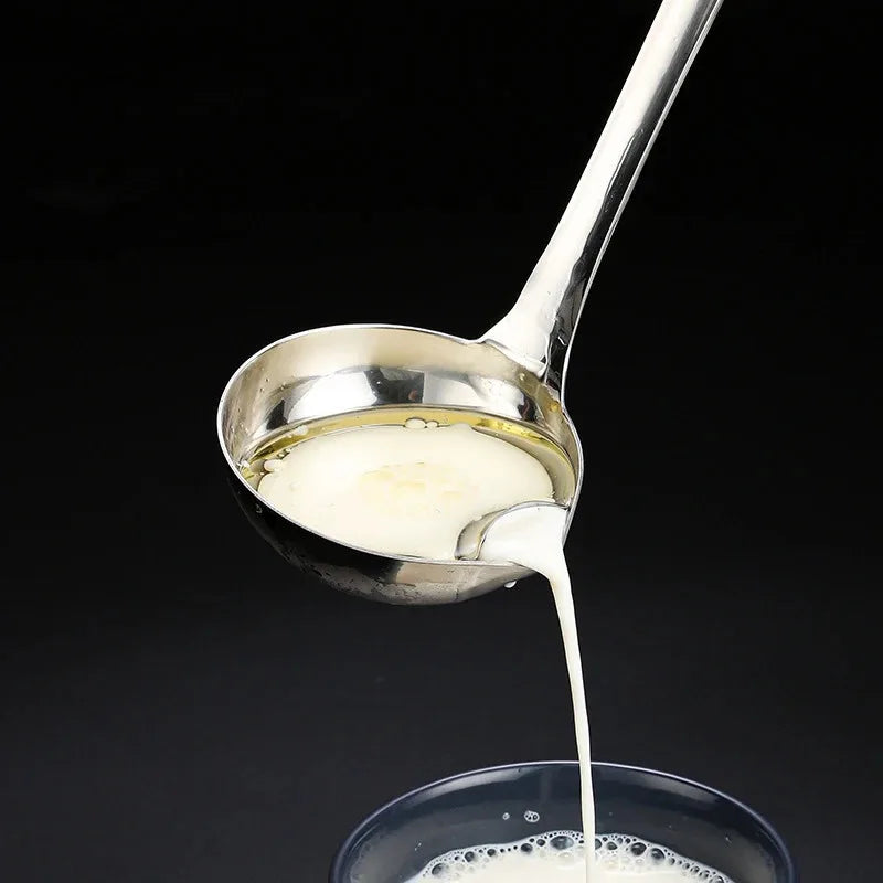 Stainless Steel Soup Fat Oil Separator – Skimmer & Colander Spoon with Heat-Resistant Handle