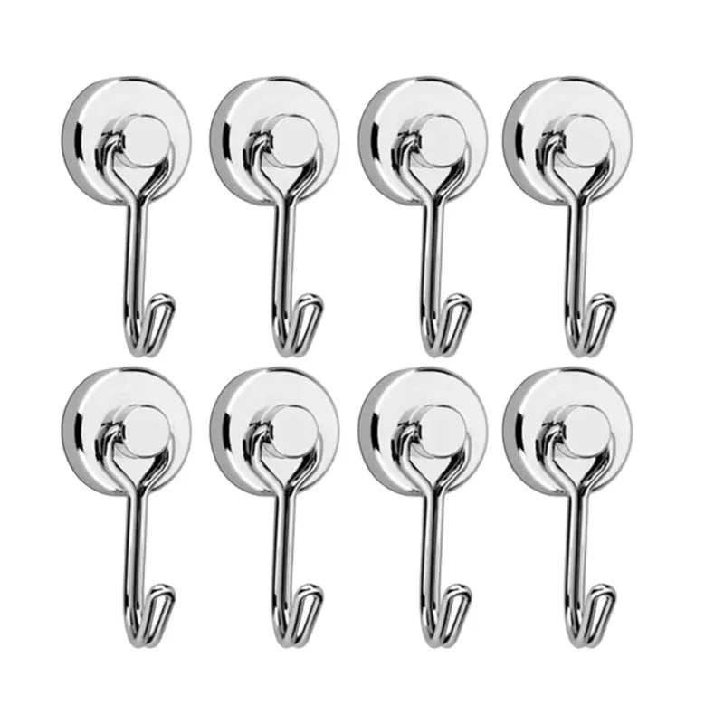 Neodymium Magnetic Hooks 5KG – 360° Rotating No-Drill Heavy-Duty Kitchen Organizers (4PCS)