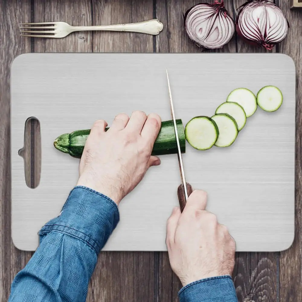 Titanium Stainless Steel Cutting Board – Double-Sided Food Grade Chopping Board