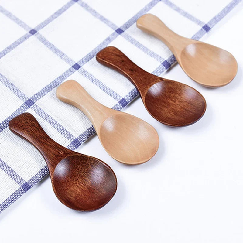4Pcs Mini Wooden Spoon Set – Small Spice, Sugar & Coffee Scoops for Kitchen