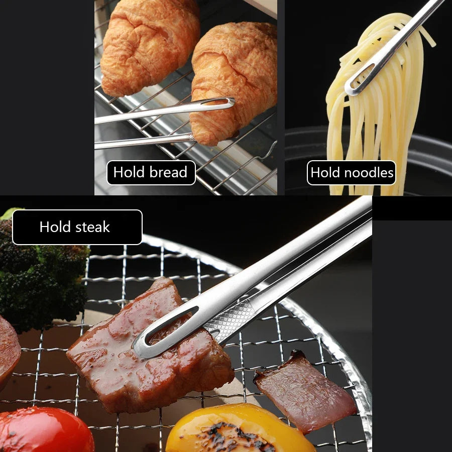 Long Stainless Steel Kitchen Tongs – Non-Slip Heat Resistant BBQ & Cooking Tool