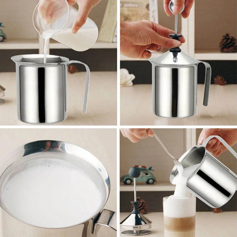 BALASHOV Stainless Steel Milk Frother – Double Mesh Coffee & Milk Creamer