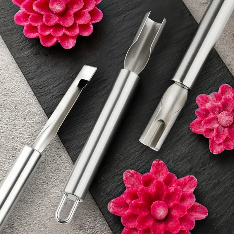 1/3PCS Stainless Steel Carving Knife Set – Fruit & Vegetable Decorative Tools