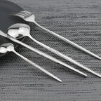 Black Handle Golden Cutlery Set – 24Pcs Stainless Steel Knife, Fork & Spoon Dinnerware