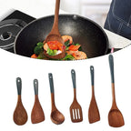 Solid Wood Ebony Spatula & Wooden Soup Ladle – Heat-Resistant Kitchen Utensil Set