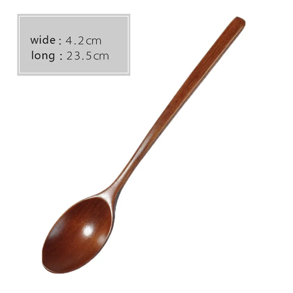 2PCS Wooden Spoon Set – Natural Wood Kitchen Tableware for Soup, Tea & Coffee