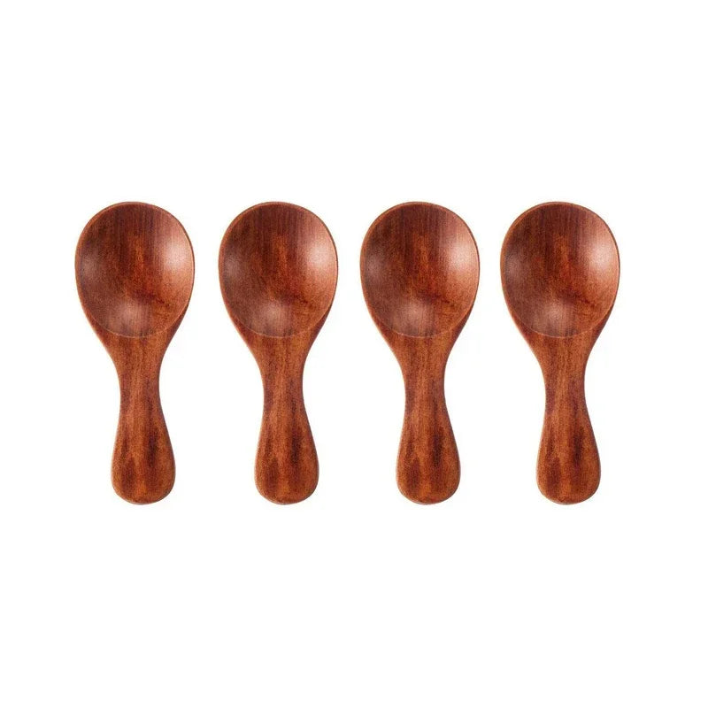 4Pcs Mini Wooden Spoon Set – Small Spice, Sugar & Coffee Scoops for Kitchen