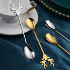 Christmas Elk Head Stainless Steel Coffee Spoon – Festive Table Decoration & Gift