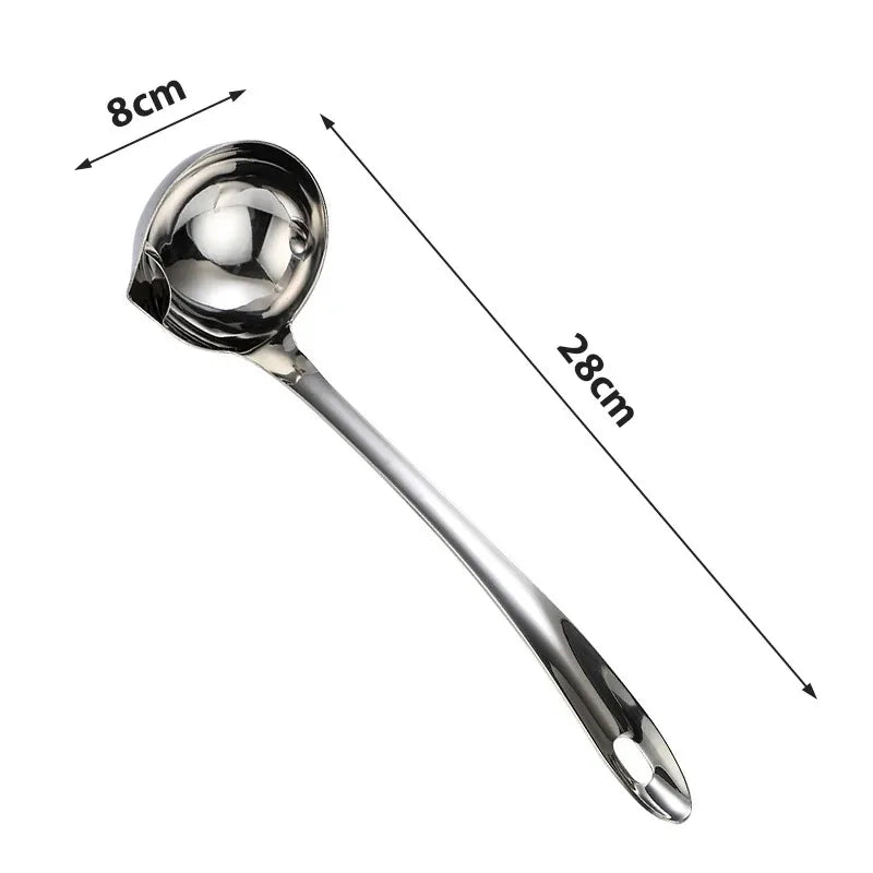 Stainless Steel Soup Fat Oil Separator – Skimmer & Colander Spoon with Heat-Resistant Handle