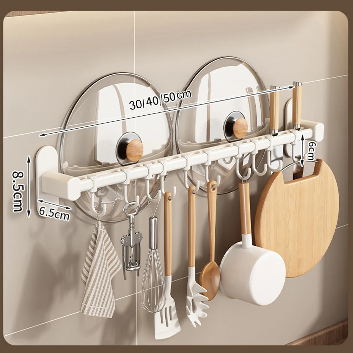 Wall Mounted Kitchen Hook Rack – No-Punching Utensils & Storage Hanger