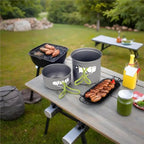Outdoor Camping Pot Set – Portable 1–2 Person Folding Stove Cookware Kit