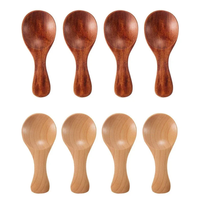 4Pcs Mini Wooden Spoon Set – Small Spice, Sugar & Coffee Scoops for Kitchen