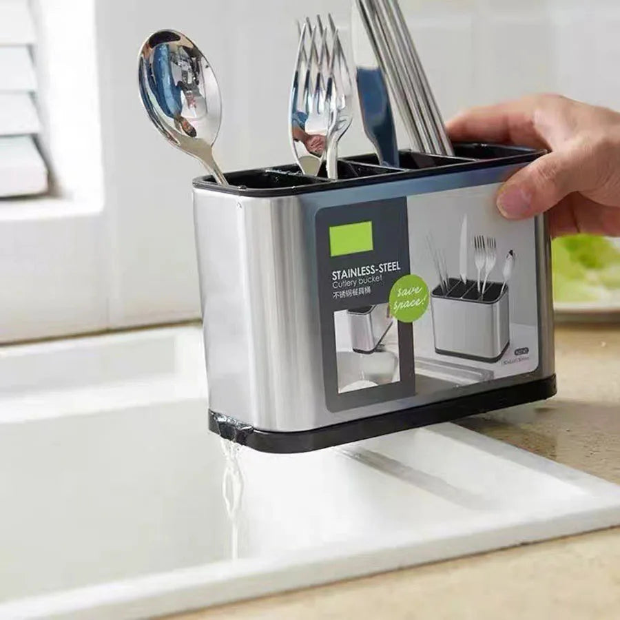 Stainless Steel Cutlery Holder – Tableware Drainboard Spoon & Knife Organizer