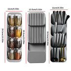 Kitchen Drawer Cutlery Storage Tray – Knife, Spoon & Fork Organizer with Spice Bottle Rack