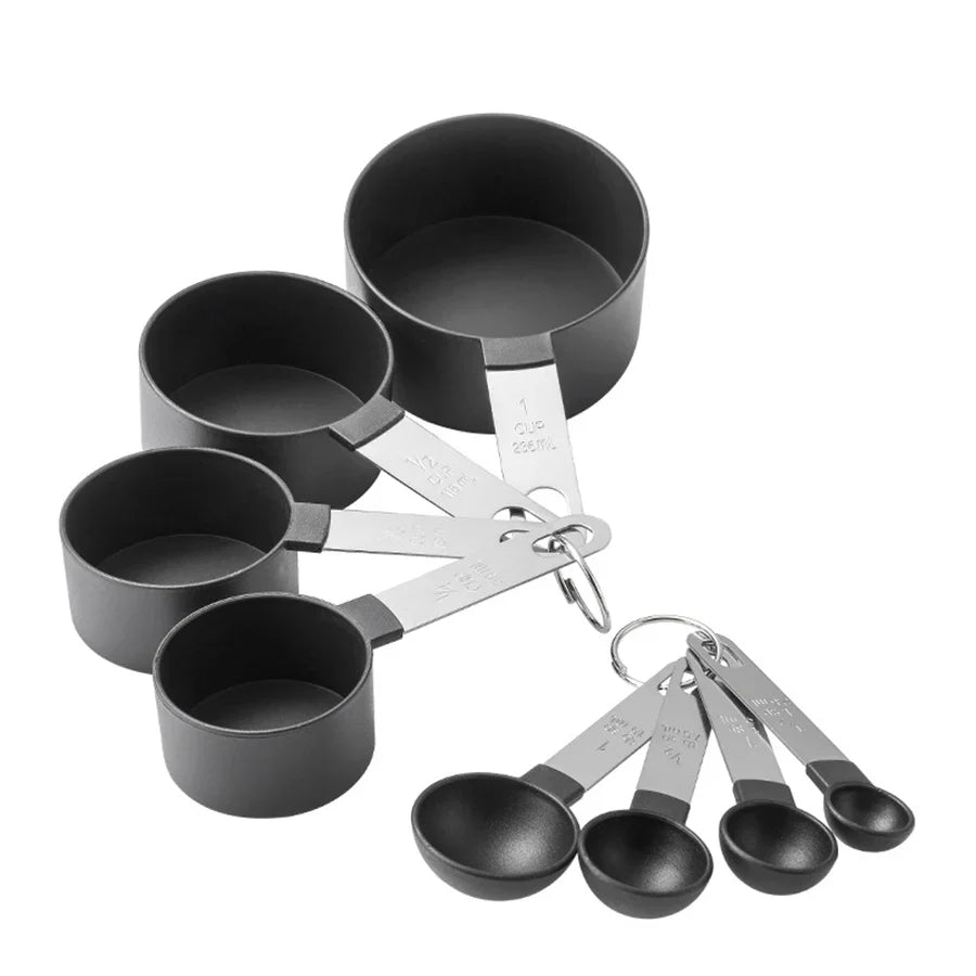 4PCS/8PCS plastic measuring cup Spoon Set Stainless Steel handle Kitchen Baking Tools Accessories Weighing gadgets