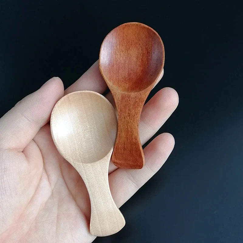 4Pcs Mini Wooden Spoon Set – Small Spice, Sugar & Coffee Scoops for Kitchen