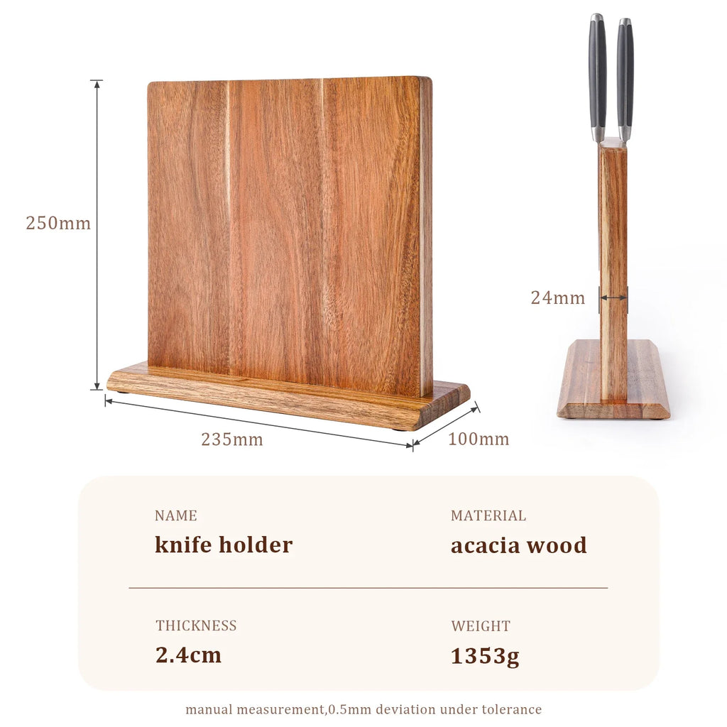Acacia Wood Magnetic Knife Block – Strong Magnet Knife Holder Stand