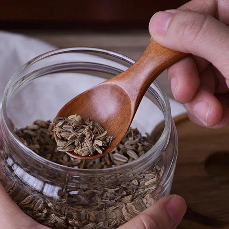 4Pcs Mini Wooden Spoon Set – Small Spice, Sugar & Coffee Scoops for Kitchen