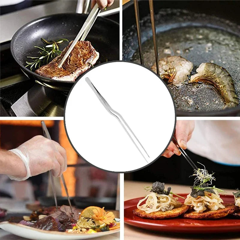 Stainless Steel Kitchen Tweezers – BBQ & Cooking Food Tongs (1/3 Pcs)