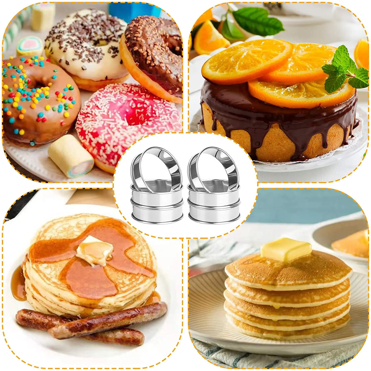 2PCS Stainless Steel Double Rolled Tart Rings – Baking Circle Molds for Fruit Pie, Cake & Cookies
