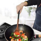 Solid Wood Ebony Spatula & Wooden Soup Ladle – Heat-Resistant Kitchen Utensil Set