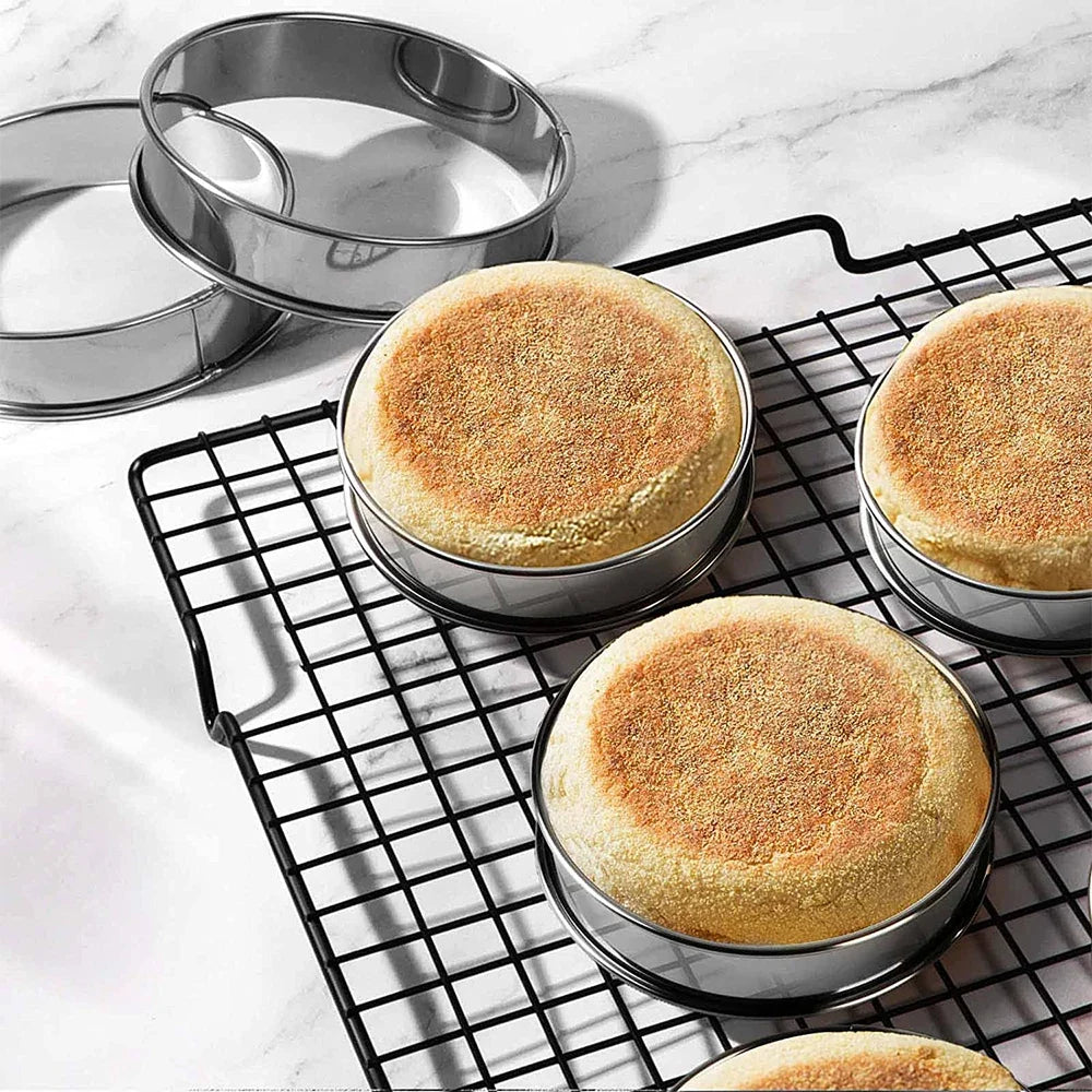 2PCS Stainless Steel Double Rolled Tart Rings – Baking Circle Molds for Fruit Pie, Cake & Cookies