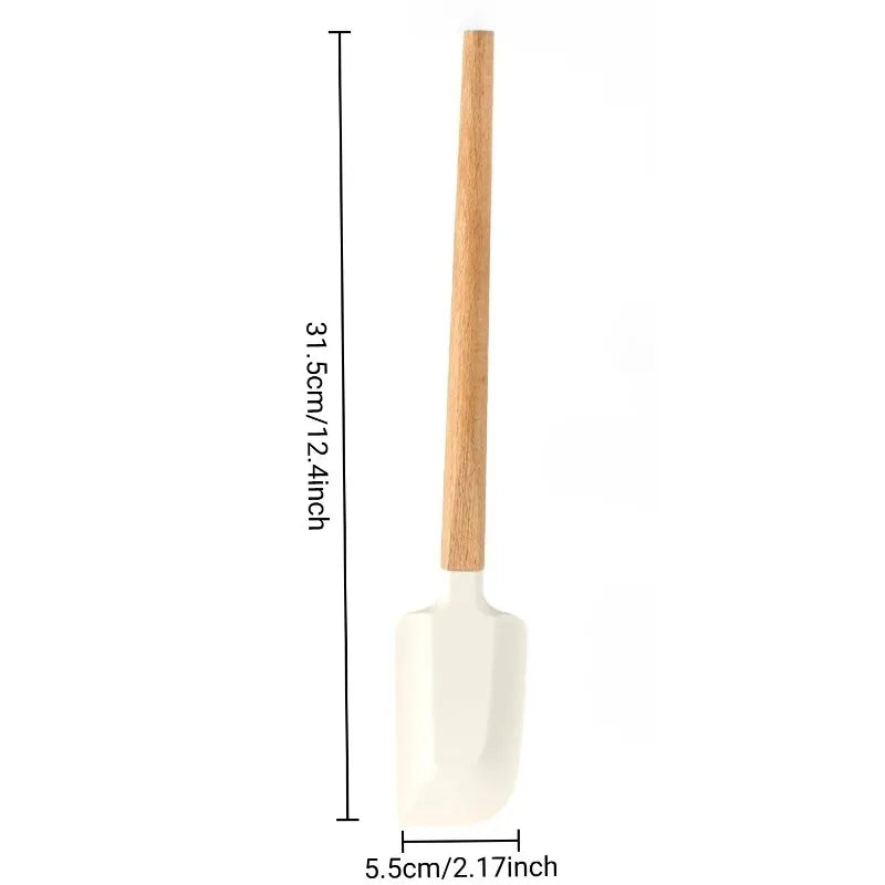 Non-Stick Silicone Baking Spatula with Wooden Handle – Heat-Resistant Icing & Jam Spreader