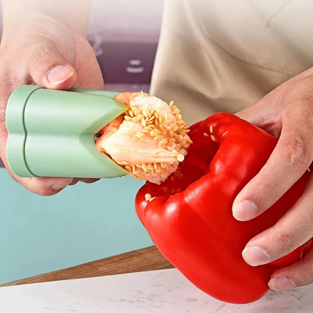 2-in-1 Fruit & Pepper Corer – Reusable Seed Remover for Vegetables & Fruits