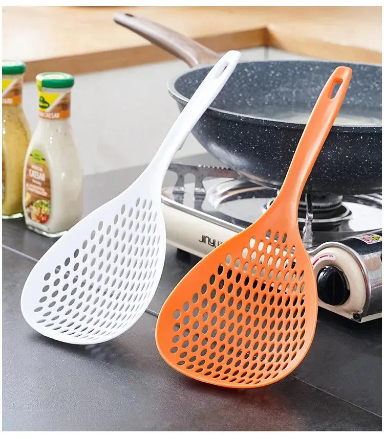 Large Capacity White Colander Spoon – Heat-Resistant Dumpling & Noodle Strainer