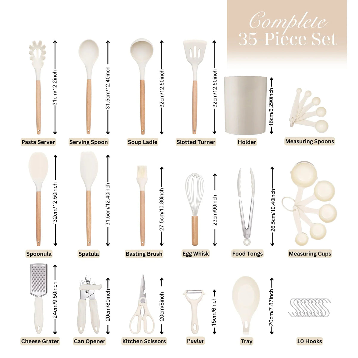 35-Piece Silicone Kitchen Utensil Set – Non-Stick Cooking Tools Kit