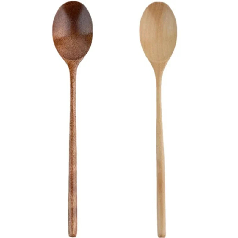 2PCS Wooden Spoon Set – Natural Wood Kitchen Tableware for Soup, Tea & Coffee