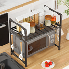 Microwave Oven Storage Rack – Space-Saving Countertop Kitchen Organizer Shelf