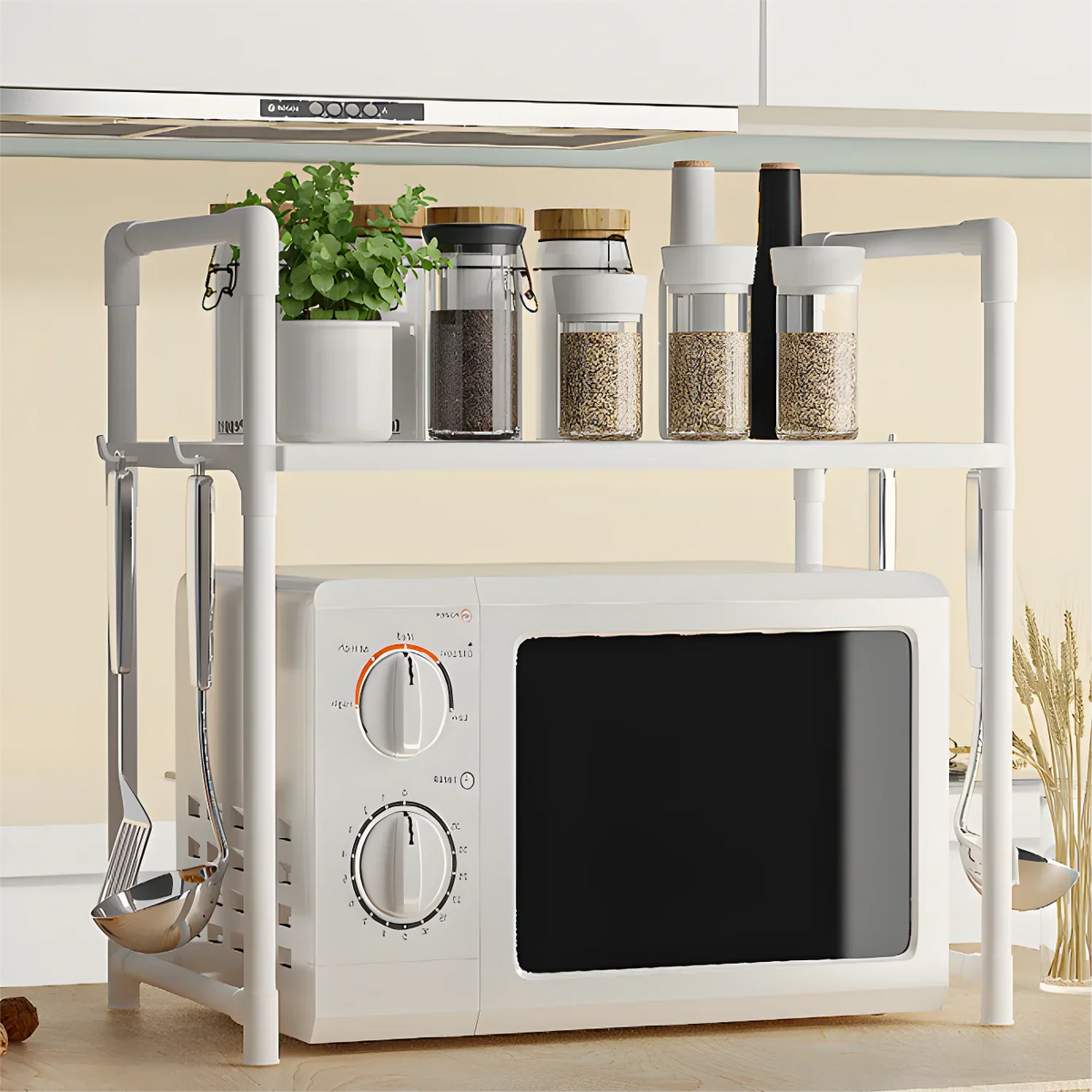 Microwave Oven Storage Rack – Space-Saving Countertop Kitchen Organizer Shelf