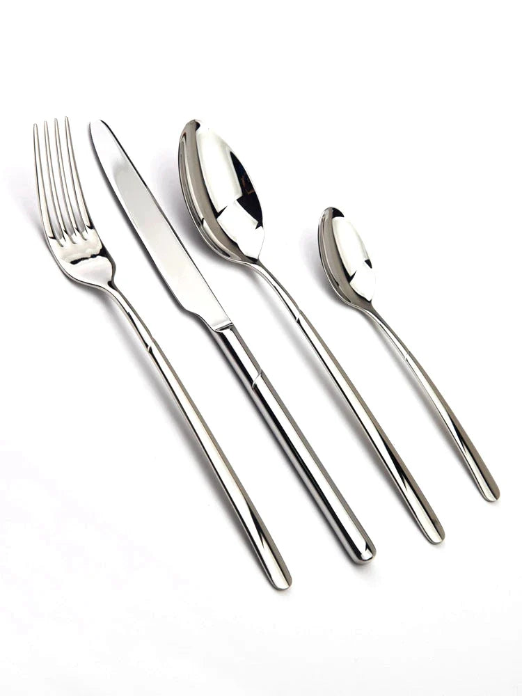 Premium 24-Piece Stainless Steel Flatware Set – Knives, Forks & Spoons | Eco-Friendly & Dishwasher Safe