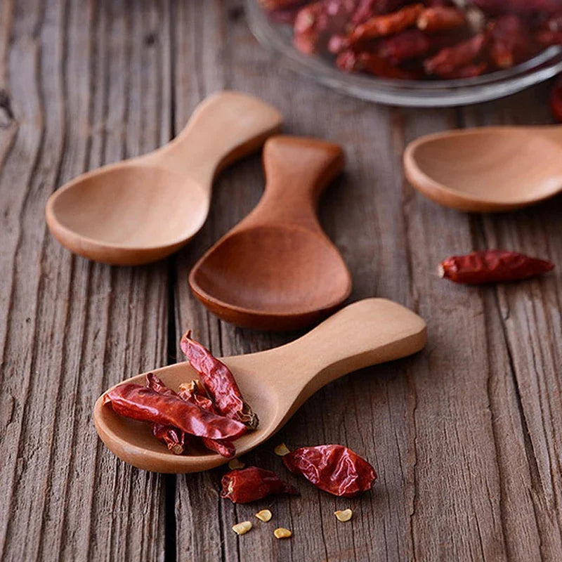 4Pcs Mini Wooden Spoon Set – Small Spice, Sugar & Coffee Scoops for Kitchen