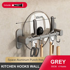 Wall Mounted Kitchen Hook Rack – No-Punching Utensils & Storage Hanger