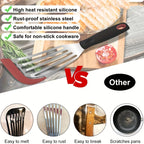 Stainless Steel & Silicone Cooking Spatula – Heat-Resistant Frying & Steak Flipper