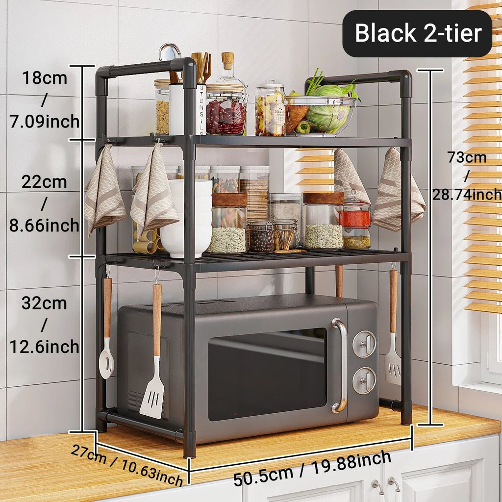 Microwave Oven Storage Rack – Space-Saving Countertop Kitchen Organizer Shelf