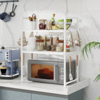 Microwave Oven Storage Rack – Space-Saving Countertop Kitchen Organizer Shelf