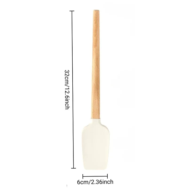 Non-Stick Silicone Baking Spatula with Wooden Handle – Heat-Resistant Icing & Jam Spreader