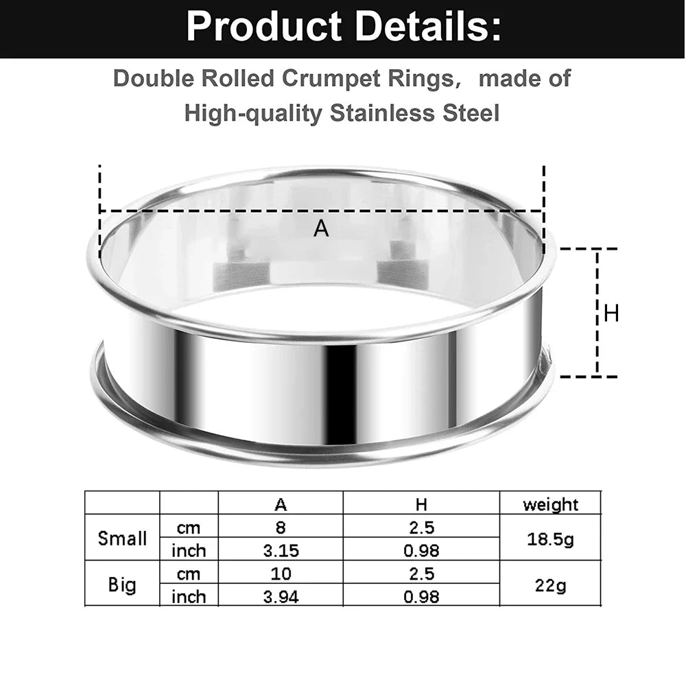 2PCS Stainless Steel Double Rolled Tart Rings – Baking Circle Molds for Fruit Pie, Cake & Cookies