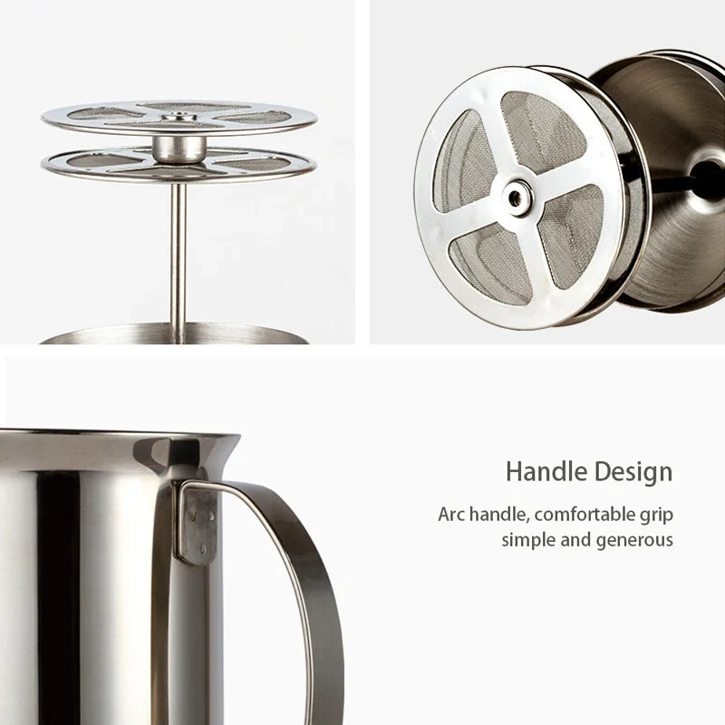 BALASHOV Stainless Steel Milk Frother – Double Mesh Coffee & Milk Creamer