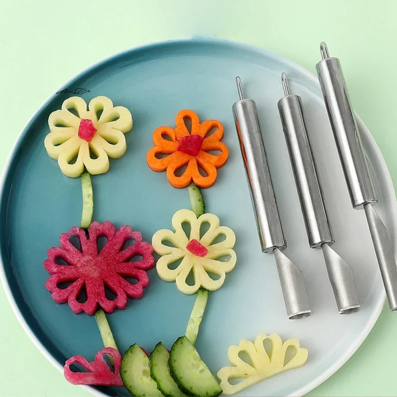 1/3PCS Stainless Steel Carving Knife Set – Fruit & Vegetable Decorative Tools