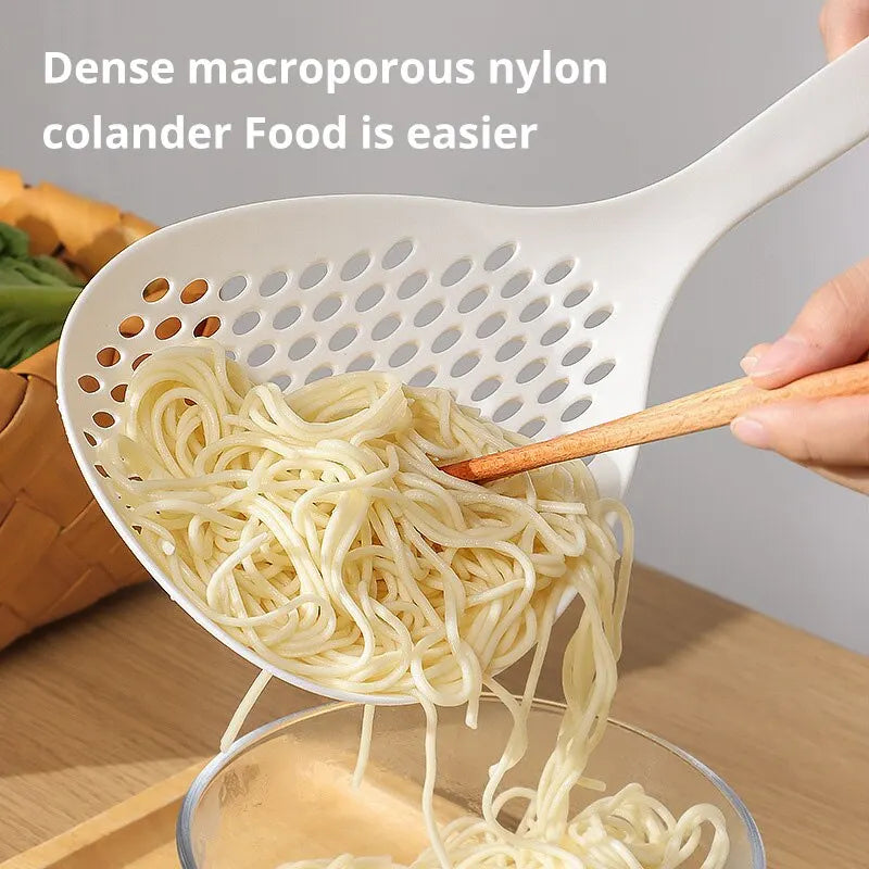 Large Capacity White Colander Spoon – Heat-Resistant Dumpling & Noodle Strainer