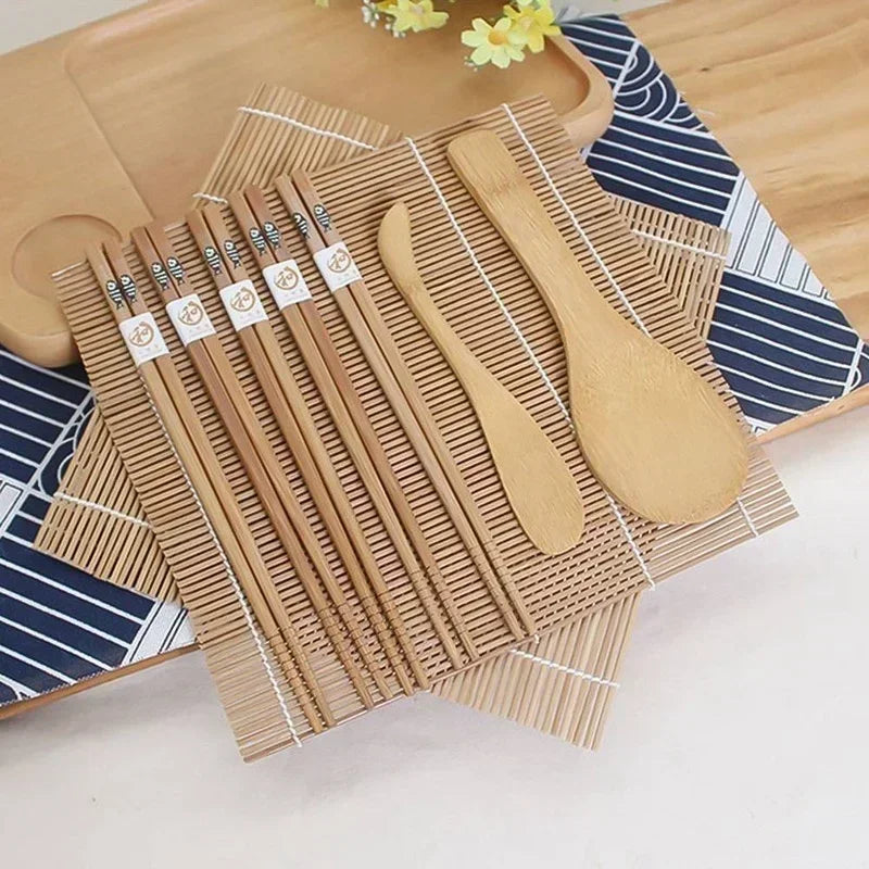 9-Piece DIY Sushi Maker Kit – Bamboo Rice Molds & Cooking Tools