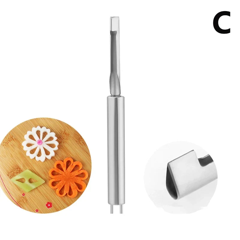 1/3PCS Stainless Steel Carving Knife Set – Fruit & Vegetable Decorative Tools