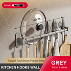 Wall Mounted Kitchen Hook Rack – No-Punching Utensils & Storage Hanger